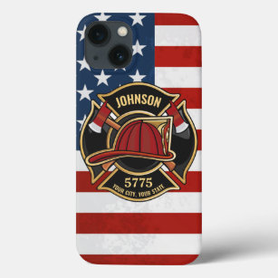 Firefighter Fire Rescue Department USA Flag Custom iPhone 13 Case