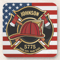 Firefighter Fire Rescue Department USA Flag Custom