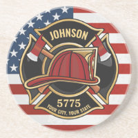 Firefighter Fire Rescue Department USA Flag Custom