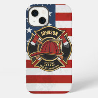 Firefighter Fire Rescue Department USA Flag Custom