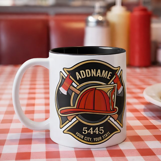 Firefighter Fire Station Department Badge - Custom Two-Tone Coffee Mug (Creator Uploaded)