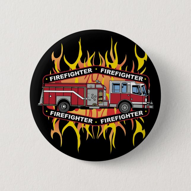 Firefighter Fire Truck 6 Cm Round Badge (Front)