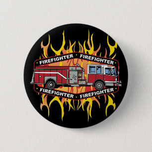 Firefighter Fire Truck 6 Cm Round Badge
