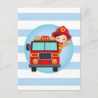 Firefighter Fire Truck Black Hair Boy