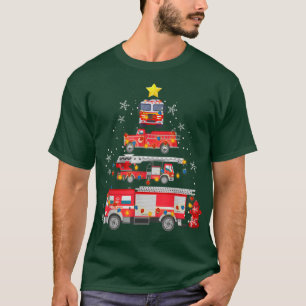 Firefighter Fire Truck Christmas Tree Fireman Funn T-Shirt