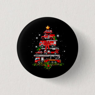 Firefighter Fire Truck Christmas Tree Lights Santa 3 Cm Round Badge