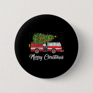 Firefighter Fire Truck Christmas Tree Lights Santa 6 Cm Round Badge