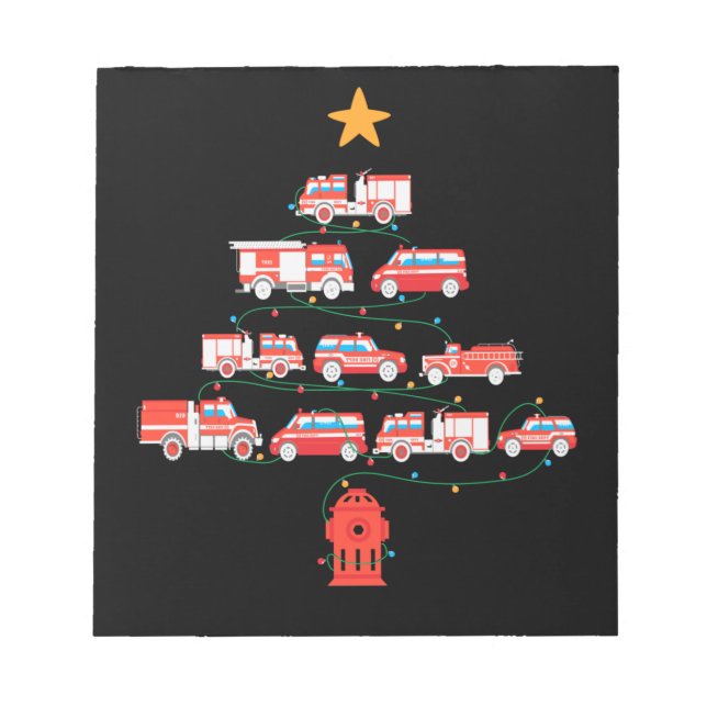 Firefighter Fire Truck Christmas Tree.Png Notepad (Front)