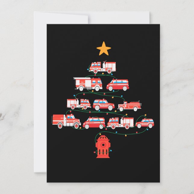 Firefighter Fire Truck Christmas Tree.Png Save The Date (Front)