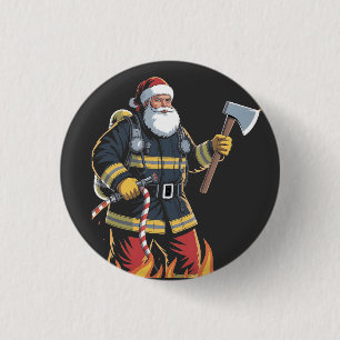 Firefighter Fire Truck Christmas Tree Santa Xmas   3 Cm Round Badge