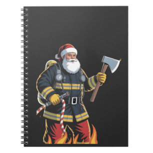 Firefighter Fire Truck Christmas Tree Santa Xmas Notebook