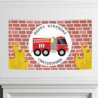 Firefighter Fire Truck Flames Brick Birthday