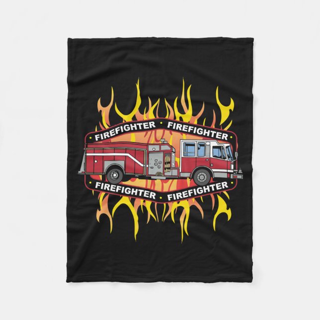 Firefighter Fire Truck Fleece Blanket (Front)