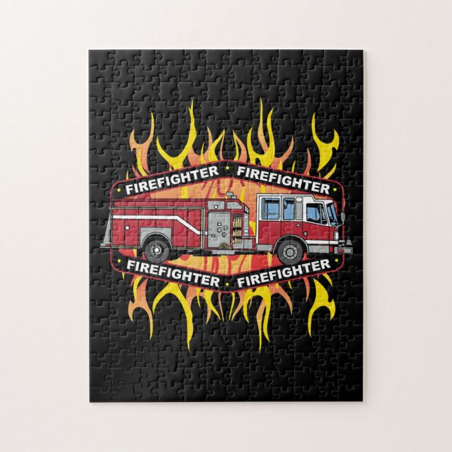 Firefighter Fire Truck Jigsaw Puzzle (Vertical)