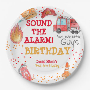 Firefighter fire truck kid birthday paper plate