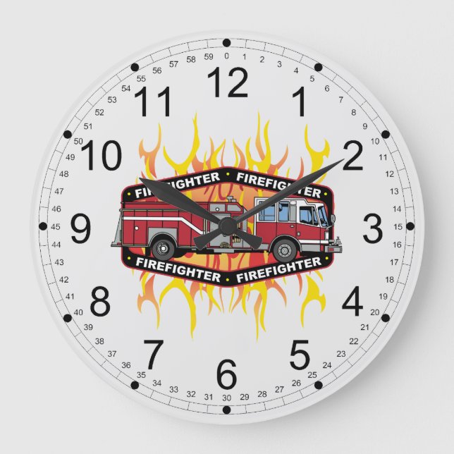 Firefighter Fire Truck Large Clock (Front)