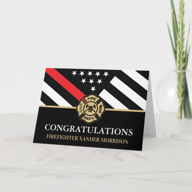 Firefighter Fireman Fire Academy Graduation Card (Front)