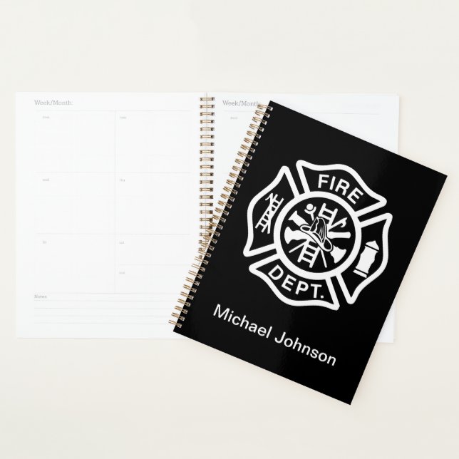 Firefighter Fireman Fire Department Custom Name  Planner (Display)