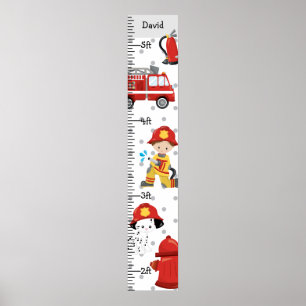 Firefighter Fireman Growth Chart Personalized