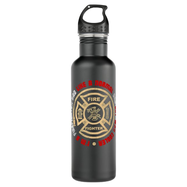 Firefighter Fireman Mens Fireman US Firefighter Da 710 Ml Water Bottle (Front)