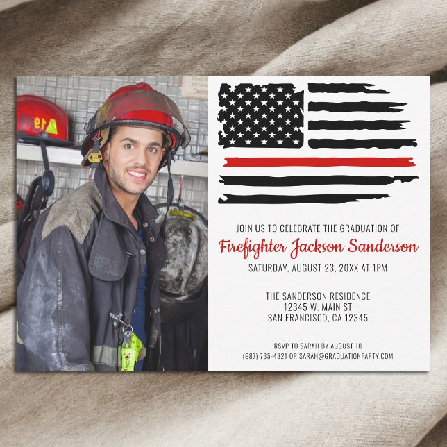 Firefighter Fireman Photo Fire Academy Graduation Invitation (Firefighter Fireman Photo Fire Academy Graduation Invitation)