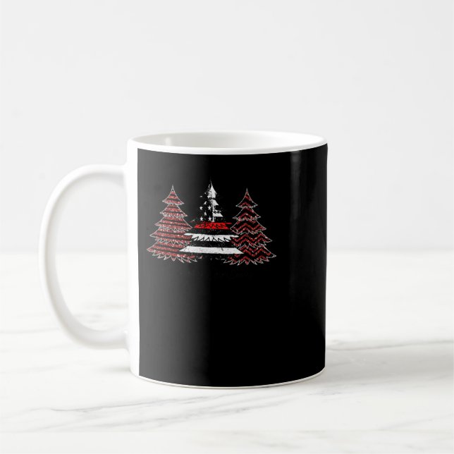 Firefighter Fireman USA Flag Pine Trees Firefighte Coffee Mug (Left)