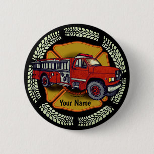 Firefighter Firetruck How I Roll 6 Cm Round Badge
