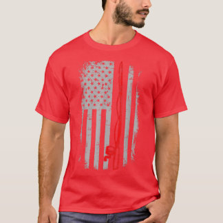 Firefighter Fisherman  Red Line American Flag  T-Shirt