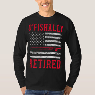 Firefighter Fishing Retirement Usa Flag Patriotic T-Shirt