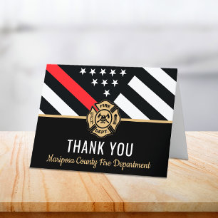 Firefighter Flag First Responder Fire Department Thank You Card