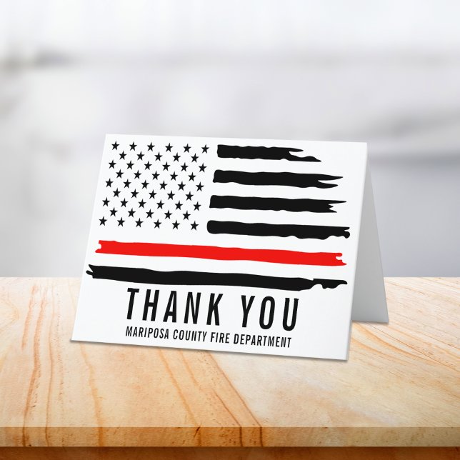 Firefighter Flag First Responder Fire Department Thank You Card (Firefighter Flag First Responder Fire Department Thank You Card)