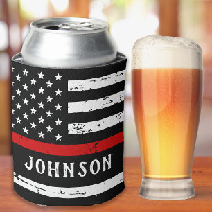 Firefighter Flag Personalised Thin Red Line Can Cooler
