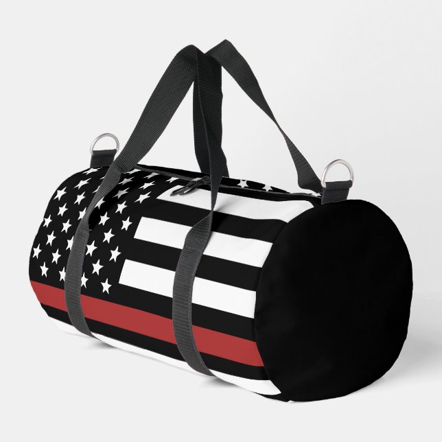 Firefighter Flag Thin Red Line USA Flag Duffle Bag (Left Corner)