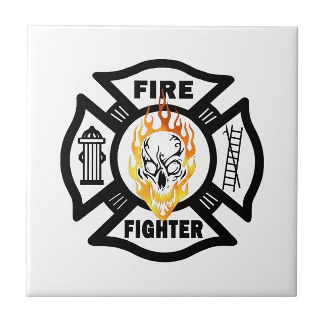 Firefighter Flaming Skull  Coaster (Front)