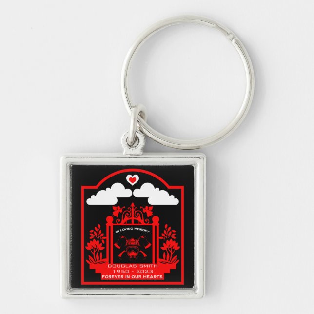 Firefighter Funeral Memorial Gift Key Ring (Front)