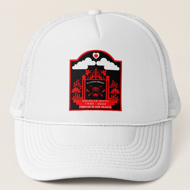 Firefighter Funeral Memorial Gift Trucker Hat (Front)