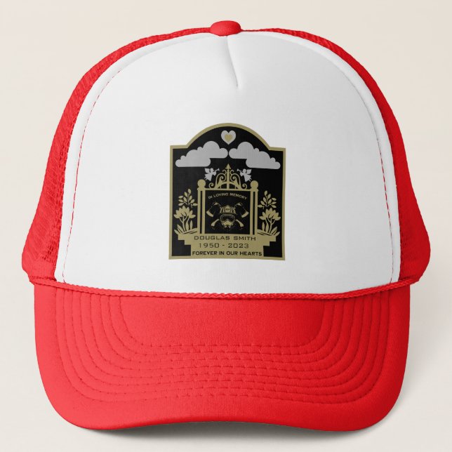Firefighter Funeral Memorial Gift Trucker Hat (Front)