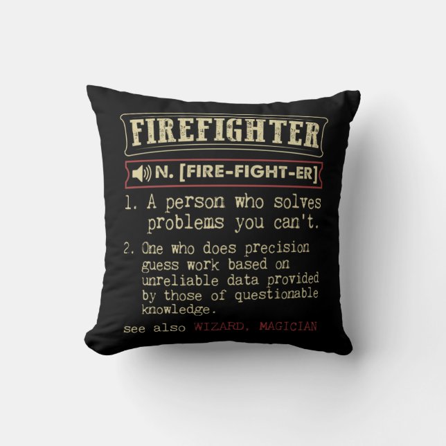 Firefighter Funny Dictionary Term.Png Cushion (Front)