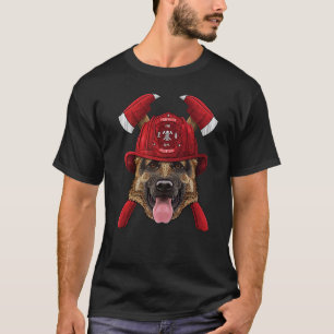 Firefighter German Shepherd Fireman Boys Kids Fire T-Shirt