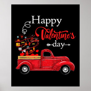 Firefighter Gift   Happy Valentine Day Firefighter Poster
