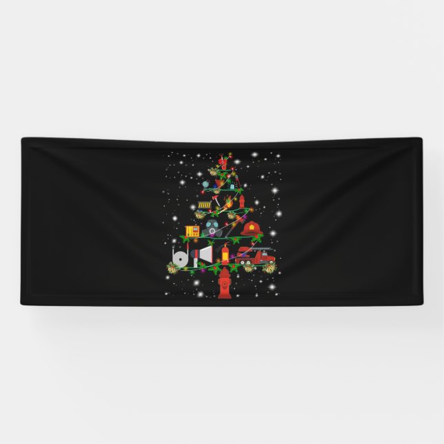 Firefighter Gift | Merry Christmas Firefighter Fun Banner (Horizontal)