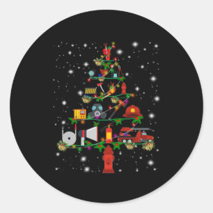 Firefighter Gift Merry Christmas Firefighter Fun Classic Round Sticker