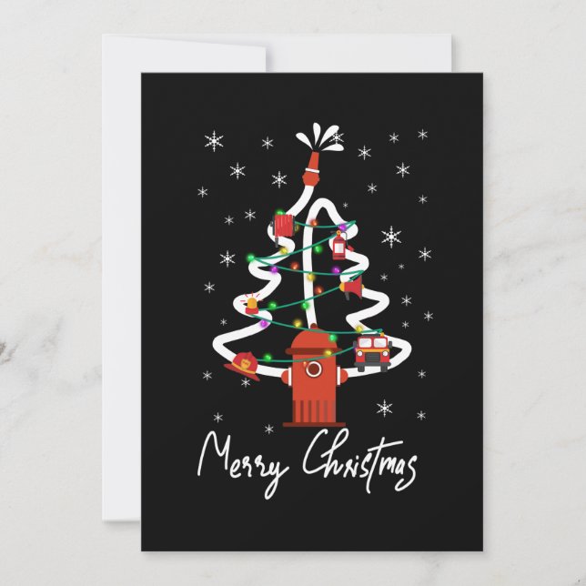 Firefighter Gift | Merry Christmas Firefighter Holiday Card (Front)