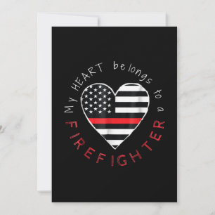 Firefighter Gift My Heart Be Longs Firefighter Holiday Card