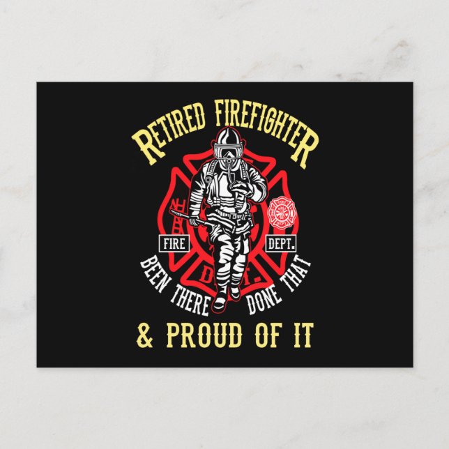 Firefighter Gift | Retired Firefighter & Proud Holiday Postcard (Front)
