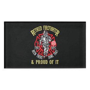 Firefighter Gift Retired Firefighter & Proud Name Tag