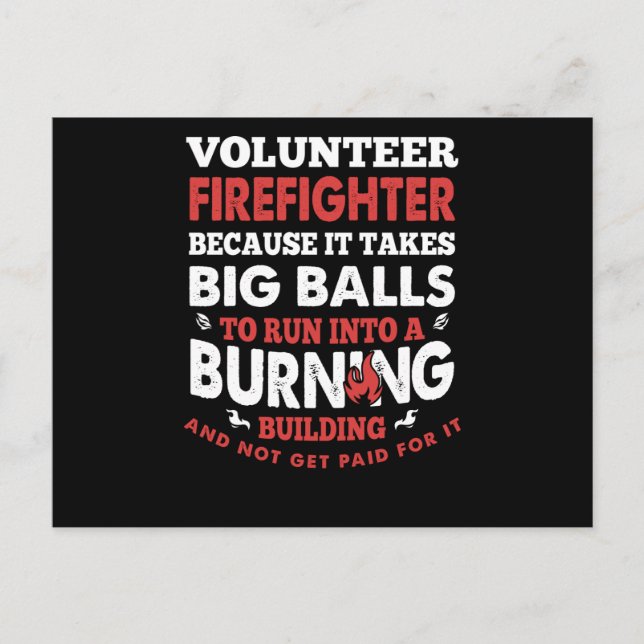 Firefighter Gift | Volunteer Firefighter Holiday Postcard (Front)