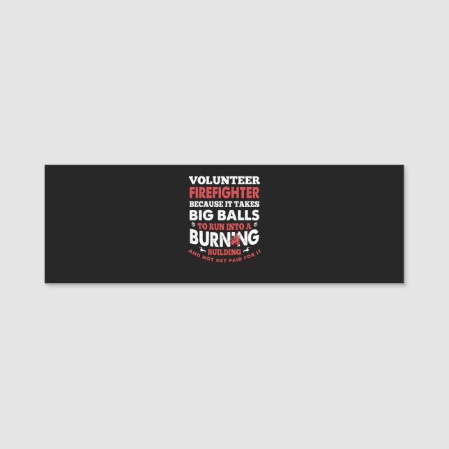 Firefighter Gift | Volunteer Firefighter Name Tag (Front)
