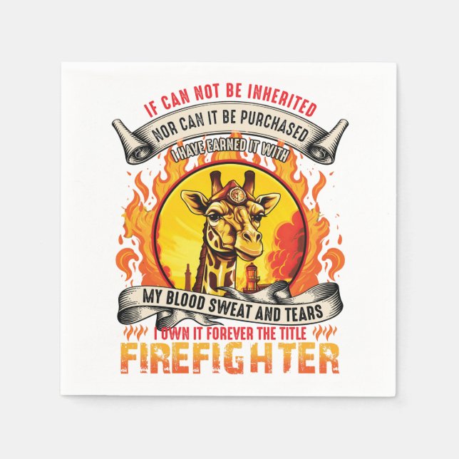 Firefighter Giraffe Napkin (Front)