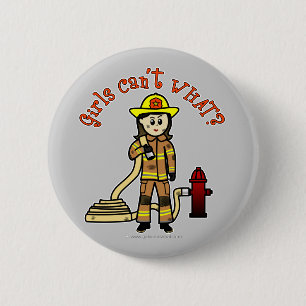 Firefighter Girl 6 Cm Round Badge